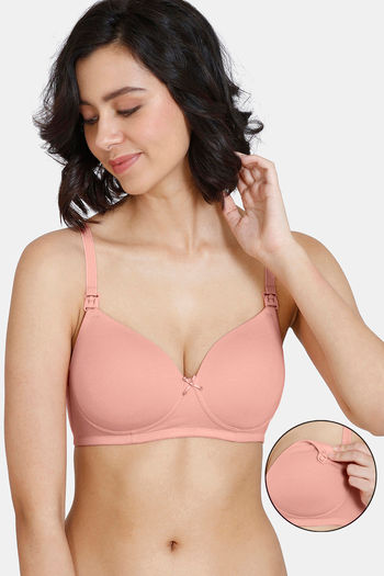 Buy Zivame Maternity Padded Non Wired 3/4th Coverage Nursing Bra - Peach Pearl